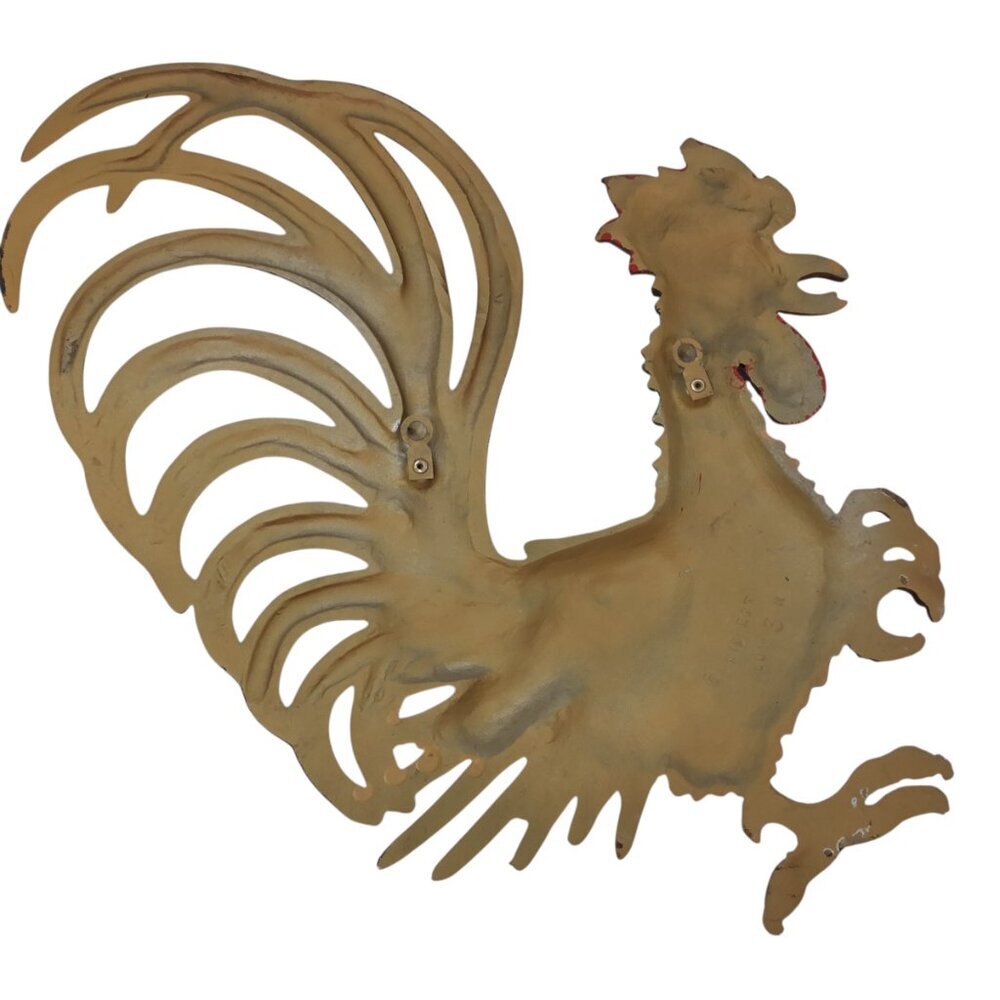 Vtg MCM Cast Metal Rooster Wall Art Hanging Set Mid West Decor Farm Farmhouse - Picture 9 of 12